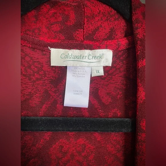 Coldwater Creek Set Cardigan Jacket & Tank Red Slinky Knit Travel Elegant EUC 1X - Picture 3 of 10